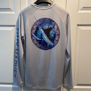 Guy Harvey Fishing / Swim Shirt Long Sleeve - Light Gray - Men's Small